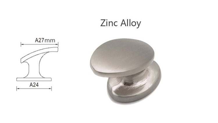1- in (26mm) Zinc Alloy Oval Solid Cabinet Knob (6-Piece)
