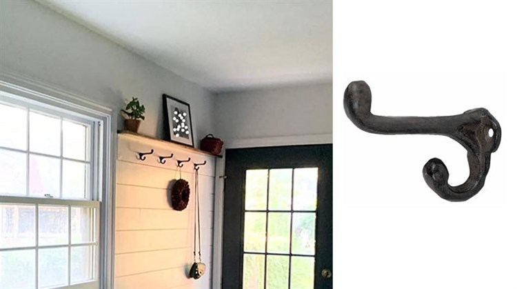 Rustic State Wall Mounted Coat Hanger Hooks Multi Use Entryway Railroad Spike Rack Cast Iron Black