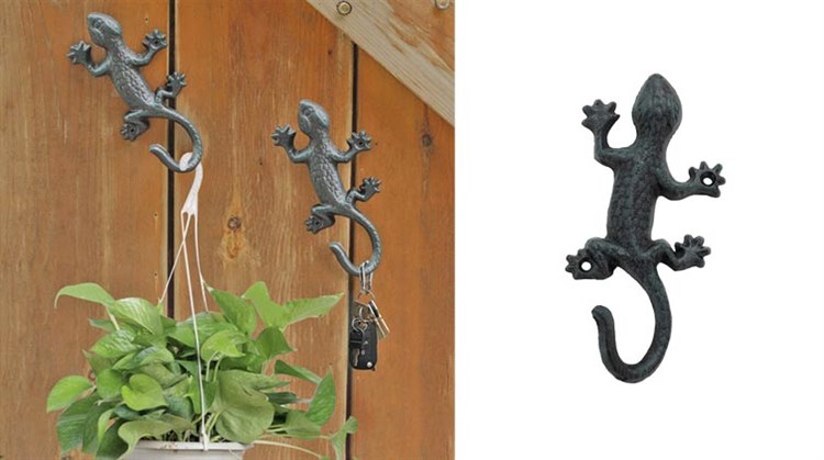Coat Hooks Hanging Wall Mounted Rustic Decorative Gecko Hook, Cast Iron 6 Inch Key Holder Wall Decor