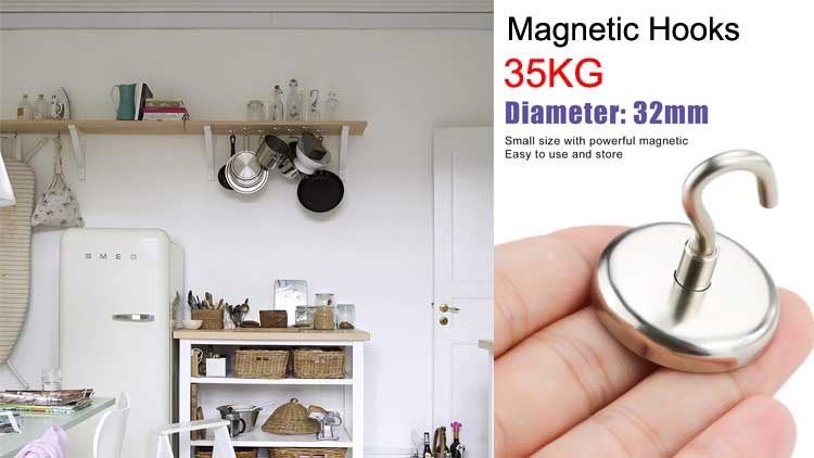 Magnetic Hooks,70 LB（35KG）Heavy Duty Neodymium Magnet Hook