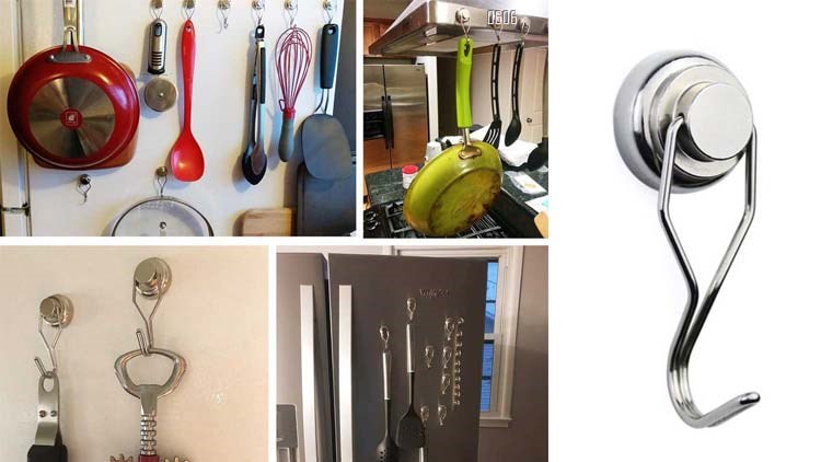 80LBS Swing Magnetic Hook New Upgraded, Refrigerator Magnetic Hooks ,Strong Neodymium Magnet Hook, Perfect for Refrigerator and Other Magnetic Surfaces