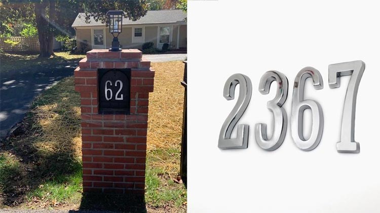 4-inch self-adhesive high-quality bright-colored aluminum house number and street address number for residential and mailbox signs
